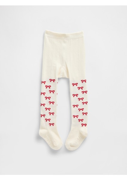 Bebek Kırık Beyaz Pull-On Baskılı Külotlu Çorap