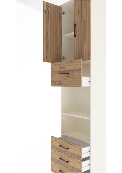 Arges Dolap 4 Raflı 4 Çekmeceli 2 Kapaklı 60X30X243 Aytaşı-Çam indirimleri