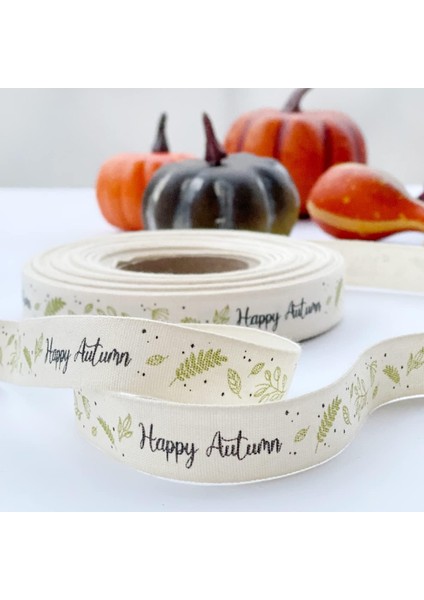 Pamuk Şerit, Happy Autumn, 1.5 cm 5 Metre
