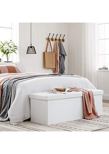 Tabure 120 Litre, Saklama Kutusu, Tabure, Katlanabilir, 300 Kg&apos;a Kadar Yük, Sentetik Deri Kapak, Döşemeli, Beyaz LSF702 modelleri