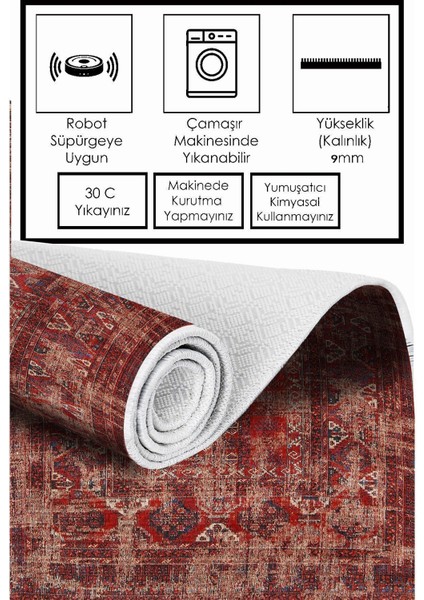 Kırmızı Dijital Baskılı Yolluk, Salon ve Mutfak Için Yıkanabilir Konfor fırsatları