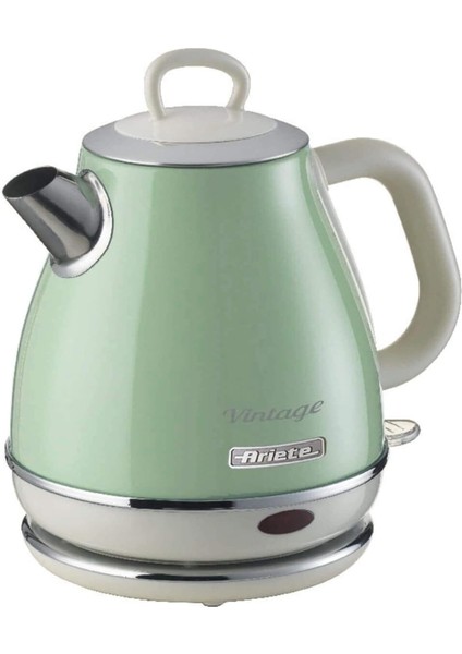 Vintage Elektrikli Su Isıtıcı 1 Litre Yeşil 2868/04 - Paslanmaz Çelik, Retro Kettle, 1630 Watt, Otomatik Kapanma, Kablosuz 360° Duylu
