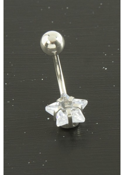 Yıldız Zirkon Taşlı Çelik Piercing 1 Adet