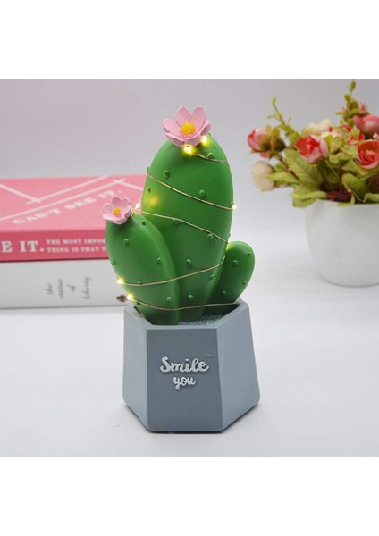 LED Işıklı Kaktüs Biblo Ev Dekorasyon ve Hediyelik Eşya LED Aydınlatma