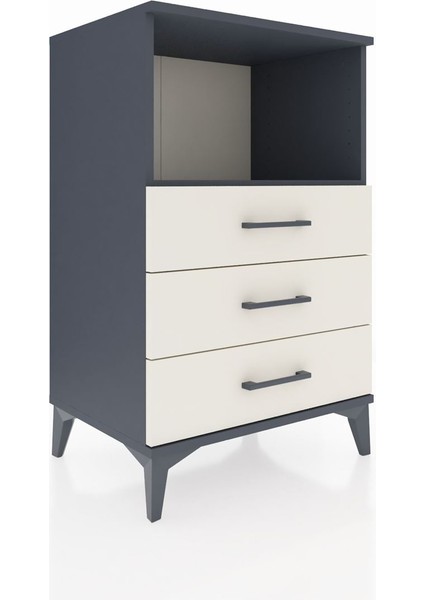 Hyperion Komodin Tek Raflı 3 Çekmeceli 60X44X96 Antrasit-Aytaşı fiyatları