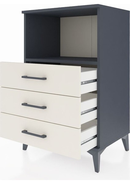 Hyperion Komodin Tek Raflı 3 Çekmeceli 60X44X96 Antrasit-Aytaşı fırsatları