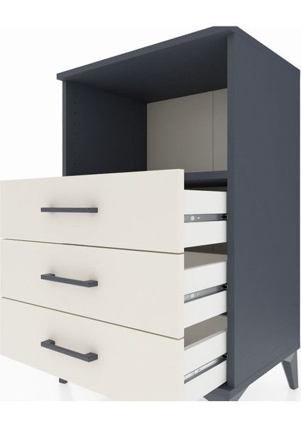 Hyperion Komodin Tek Raflı 3 Çekmeceli 60X44X96 Antrasit-Aytaşı indirimleri