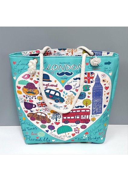 Kalp Desenli Plaj Çantası