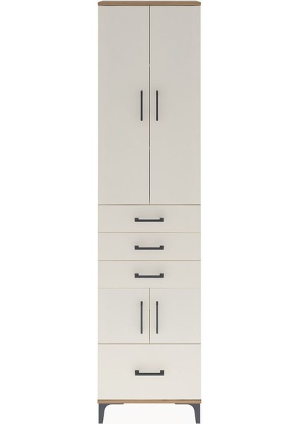 Arges Dolap 4 Raflı 4 Çekmeceli 4 Kapaklı 60X30X243 Çam-Aytaşı