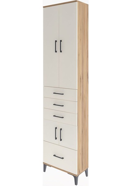 Arges Dolap 4 Raflı 4 Çekmeceli 4 Kapaklı 60X30X243 Çam-Aytaşı modelleri