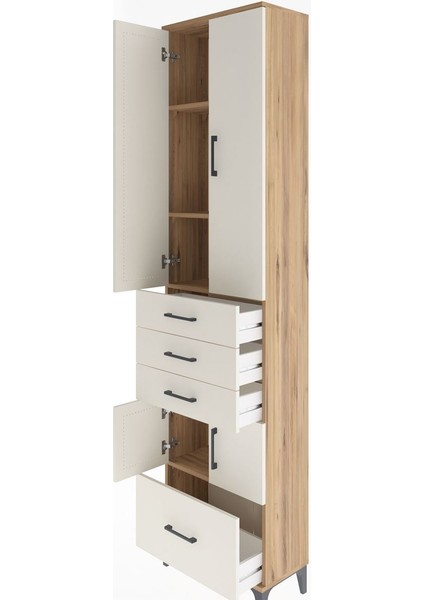 Arges Dolap 4 Raflı 4 Çekmeceli 4 Kapaklı 60X30X243 Çam-Aytaşı fırsatları