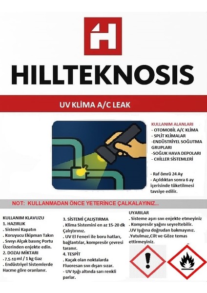 Uv Klima Kaçak Tespit Sıvısı 1OMLX50ADET indirimleri