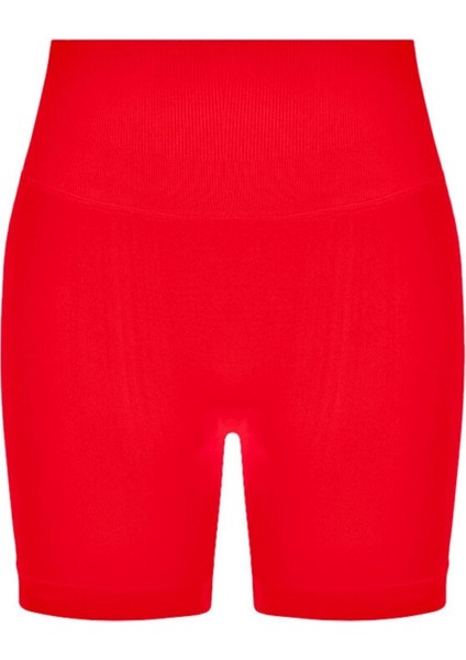 Luna Büzgülü Seamless Toparlayıcı Yüksek Bel Push-Up Dikişsiz Spor Şort - Kırmızı indirimleri