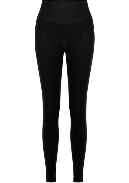 Luna Büzgülü Seamless Toparlayıcı Dikişsiz Push-Up Spor Tayt - Siyah