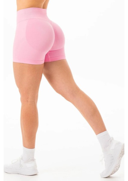 Luna Büzgülü Seamless Toparlayıcı Yüksek Bel Push-Up Dikişsiz Spor Şort - Pembe fiyatları
