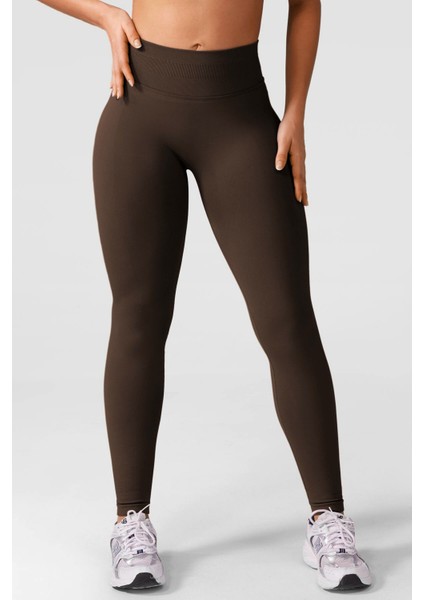 Luna Büzgülü Seamless Toparlayıcı Dikişsiz Push-Up Spor Tayt - Kahverengi fiyatları