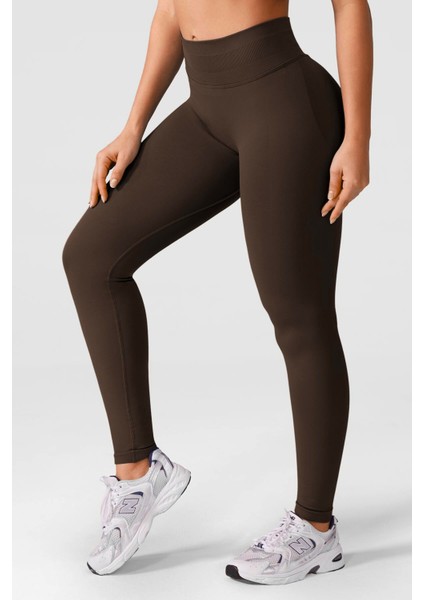 Luna Büzgülü Seamless Toparlayıcı Dikişsiz Push-Up Spor Tayt - Kahverengi modelleri