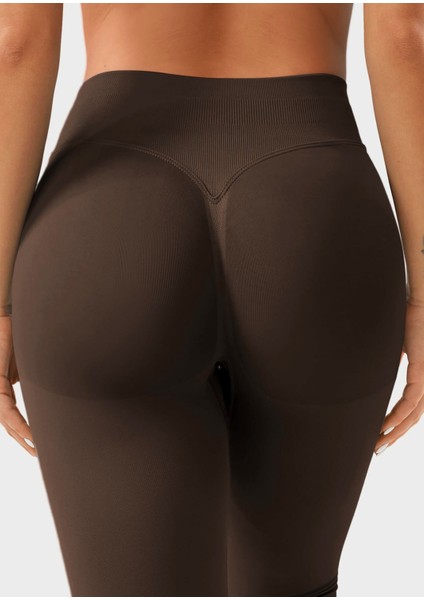 Luna Büzgülü Seamless Toparlayıcı Dikişsiz Push-Up Spor Tayt - Kahverengi fırsatları