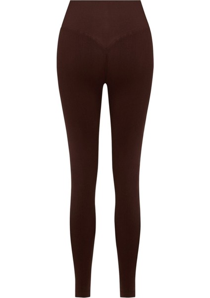 Luna Büzgülü Seamless Toparlayıcı Dikişsiz Push-Up Spor Tayt - Kahverengi