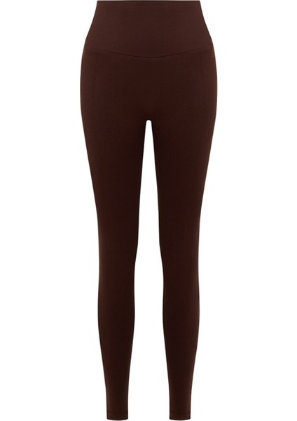 Luna Büzgülü Seamless Toparlayıcı Dikişsiz Push-Up Spor Tayt - Kahverengi