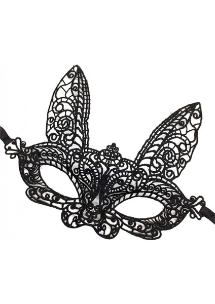 Siyah Renk Dantel Kesim Dantel Işlemeli Balo Parti Maskesi 7 No