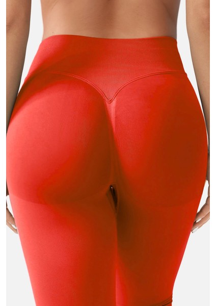 Luna Büzgülü Seamless Toparlayıcı Dikişsiz Push-Up Spor Tayt - Kırmızı fırsatları