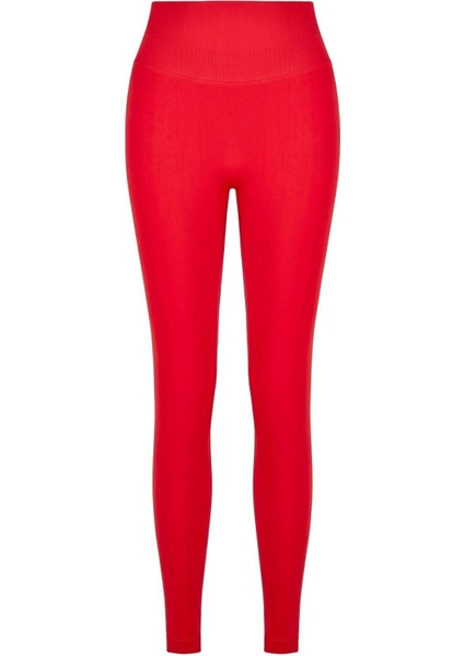 Luna Büzgülü Seamless Toparlayıcı Dikişsiz Push-Up Spor Tayt - Kırmızı