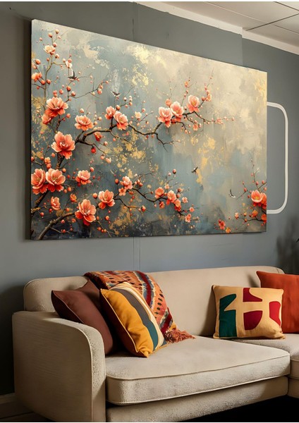 Kanvas Tablo Dalında Turuncu Çiçeklerin Dansı Dekoratif Kanvas Tablo 30 x 40