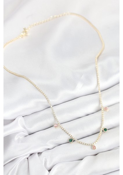 Bfs Pirinç Zirkon Taşlı Su Yolu Damla Model Gold Renk Kadın Kolye fiyatları