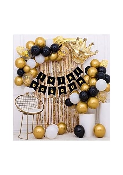 Dolabı Kral Taçlı Balon Zinciri Doğum Günü Seti Iyi Ki Doğdun Doğum Günü Süslü Set fiyatları