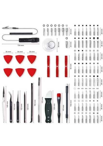 84 Parça Seti ( Uçlar ve Lokmalar, Tornavida Ucu Tutucusu, Esnek Şaft Uzatması, Topraklama Aparatı, Plastik Açma Aparatı) - 49115050 fiyatları