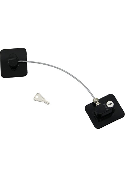 Siyah Plaka Halatlı Emniyet Kilit 5X6CM Yapışkanlı Montaj=2pcs Plaka Halat=18.8cm (4172)