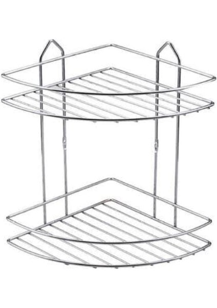 Üçgen Metal Iki Katlı Köşeli Rafı Şampuanlık