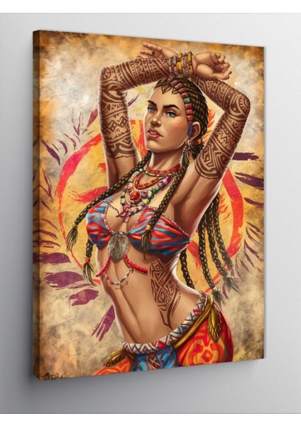 Kanvas Tablo Etnik Savaşçı Kadın 70 x 100 CNVSDKEY-125579-70-100