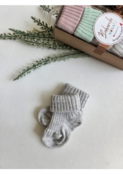 %100 Pamuk Bebek Soket Kutulu Çorap 5'li Set modelleri