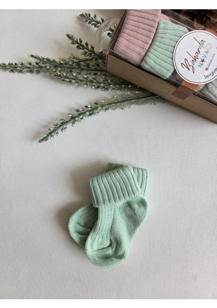 %100 Pamuk Bebek Soket Kutulu Çorap 5'li Set