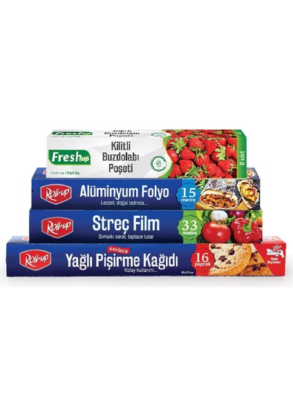 Pişirme Kağıdı- Streç Film - Buzdolabı Poşeti Ekonomik Mutfak Seti -2