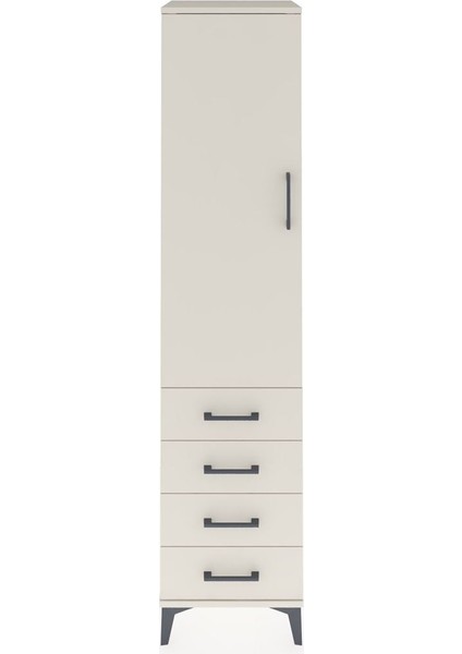 Hyperion Dolap 3 Raflı 4 Çekmeceli Tek Kapaklı 44X44X195 Aytaşı-Aytaşı