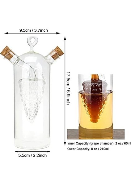 2&apos;si 1 Arada Zeytinyağı Sirke Sebili, Şeffaf Cam Sirke ve Yağ Şişeleri, Çift Dökme Ağzı Yağ Dağıtıcı Şişe Mutfak Pişirme Kabı Için modelleri