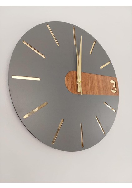 Ahşap Sessiz Akar Mekanizmalı Ev Ofis Çift Renk Duvar Saati