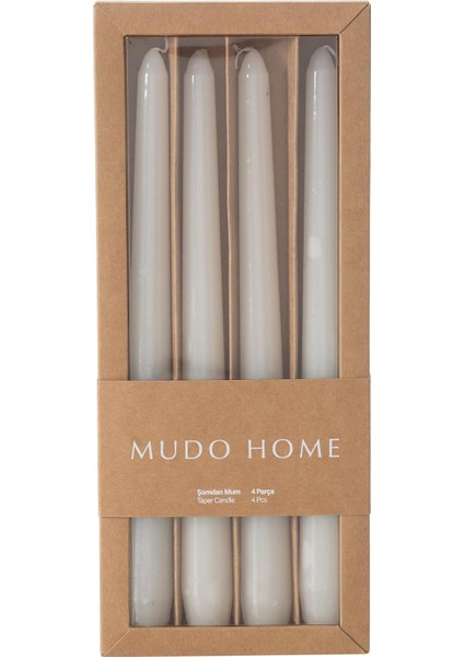 Concept 4lü Şamdan Mum Krem 25CM