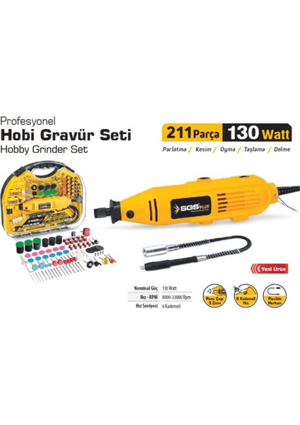 Sgs 5260 Hobi Gravür Seti 130 Watt 211 Parça
