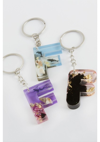 F Harfli Epoksi Anahtarlık