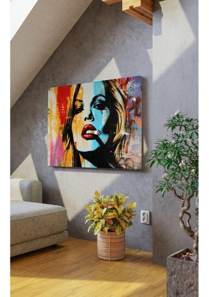 Kanvas Tablo Renkli Tasarım Kadın Fırça Izleri Dekoratif Kanvas Tablo 70 x 100