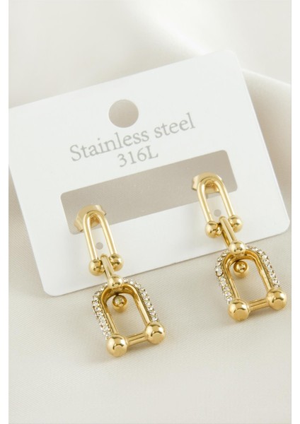 Tiffny Zirkon Taşlı Lüks Çelik Küpe