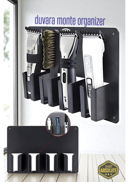 Siyah Tıraş Makinesi ve Fırça Organizeri, Pratik ve Şık Tasarım