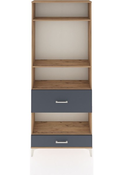 Arges Dolap 4 Raflı 2 Çekmeceli 88X30X221 Çam-Antrasit