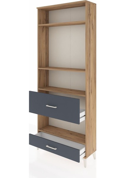 Arges Dolap 4 Raflı 2 Çekmeceli 88X30X221 Çam-Antrasit fırsatları