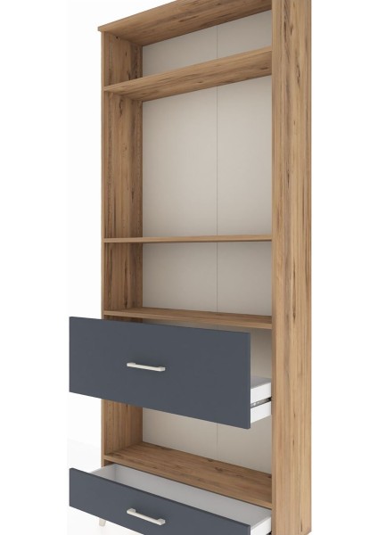 Arges Dolap 4 Raflı 2 Çekmeceli 88X30X221 Çam-Antrasit indirimleri