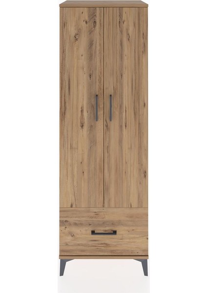 Hyperion Dolap 4 Raflı Tek Çekmeceli 2 Kapaklı 60X44X182 Çam-Çam